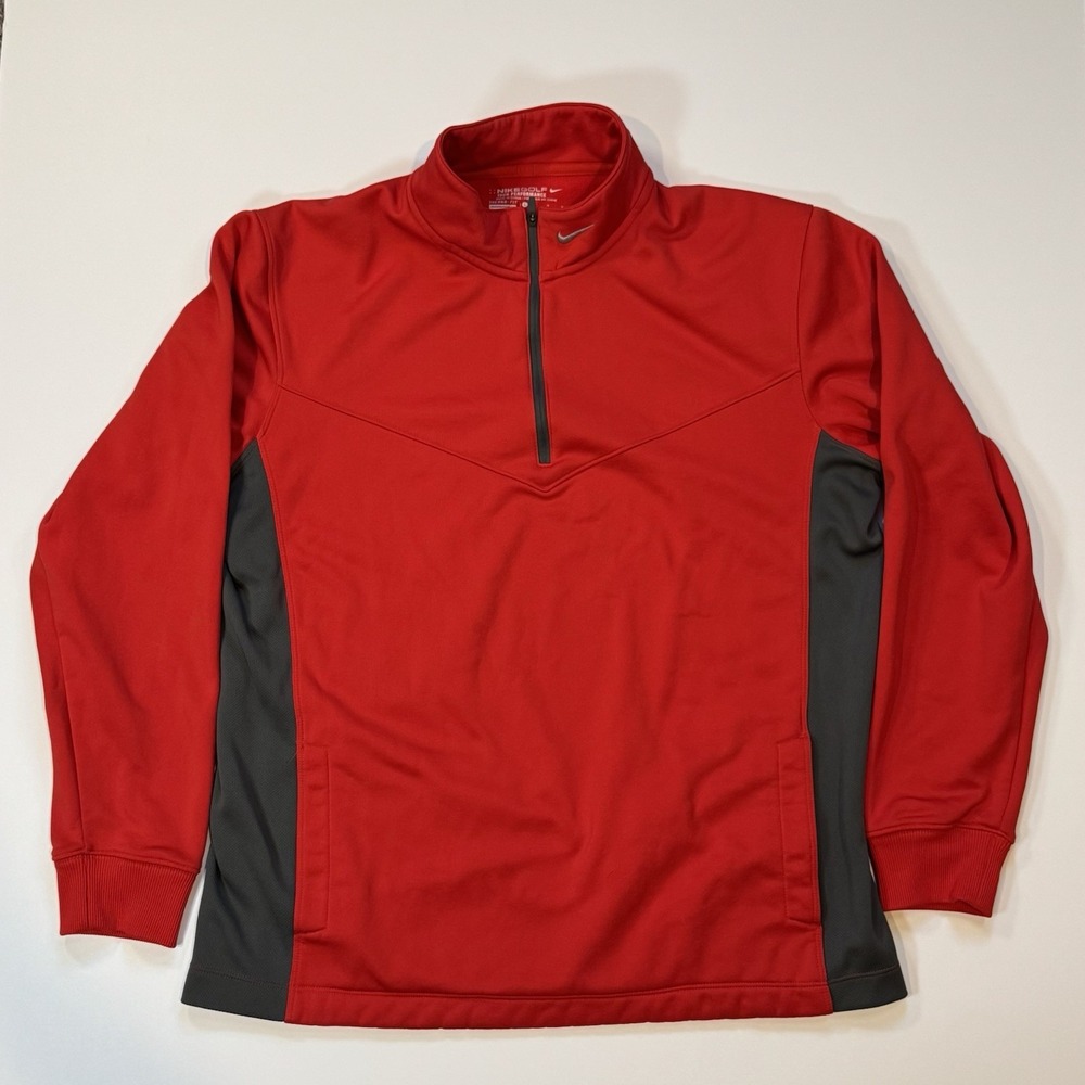 Nike Golf Tour Performance Therma-FIT 1/4-Zip Pullover Sweater Large Red
